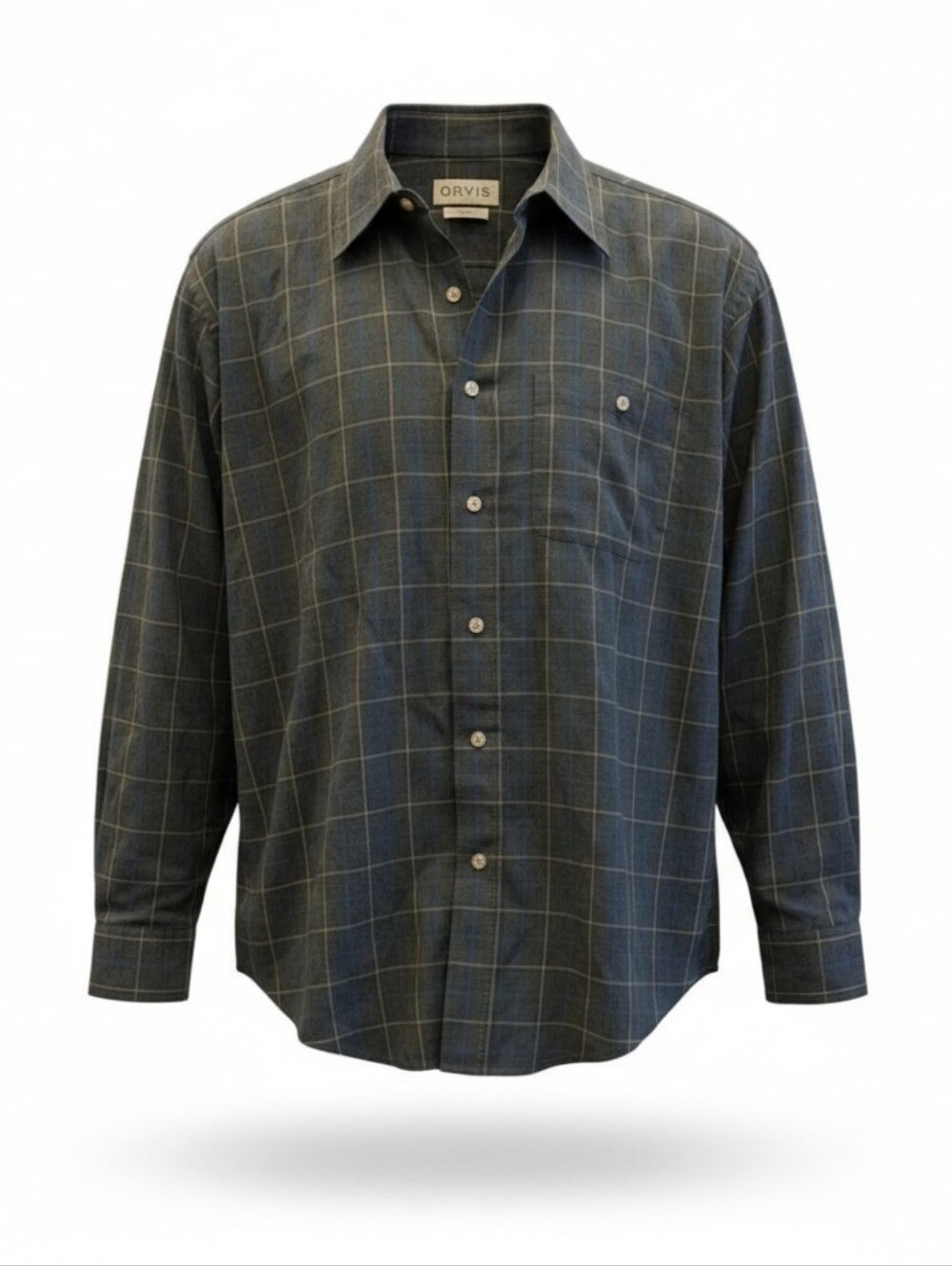 Orvis Long Sleeve Mens Button Down Shirt Medium Plaid Vibe